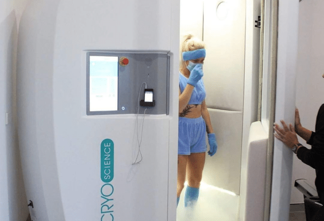 Person Coming out of Cryotherapy Machine (1)